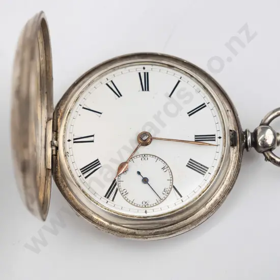 silver pocket watch stamped lion, shield, U