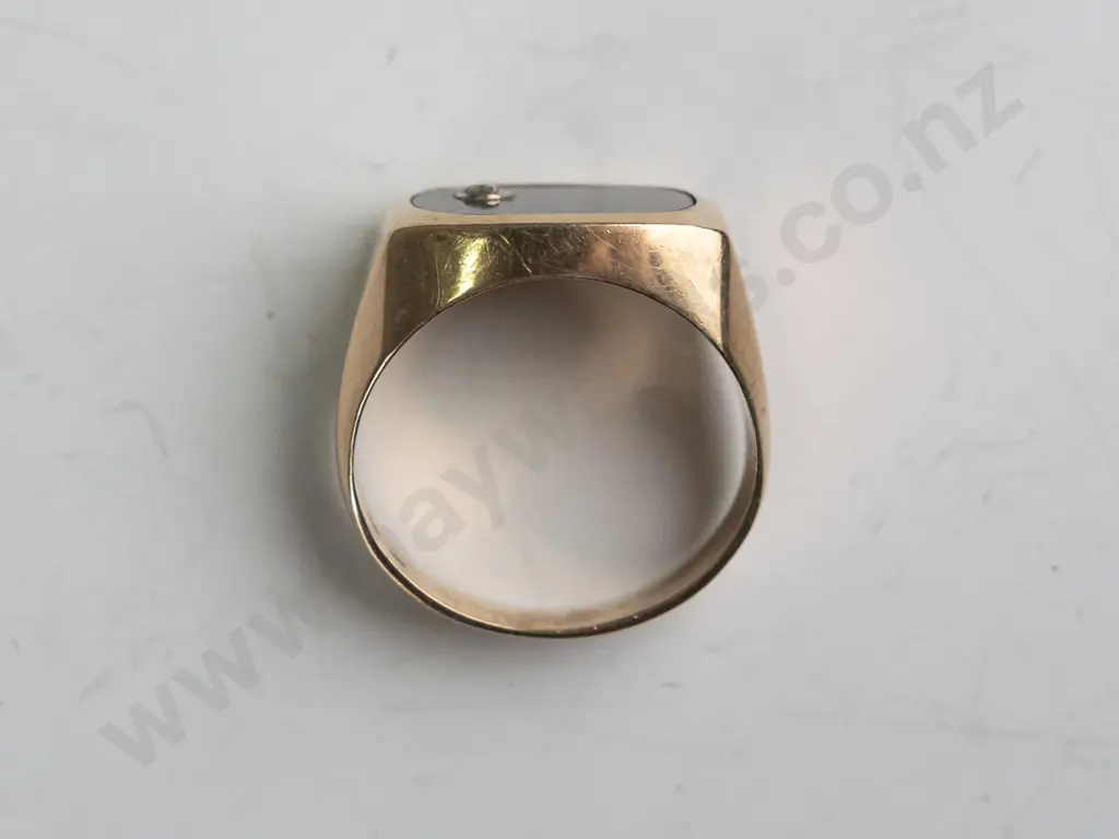 gents ring with cz stamped 375 5.53gm Size Q Image 1++