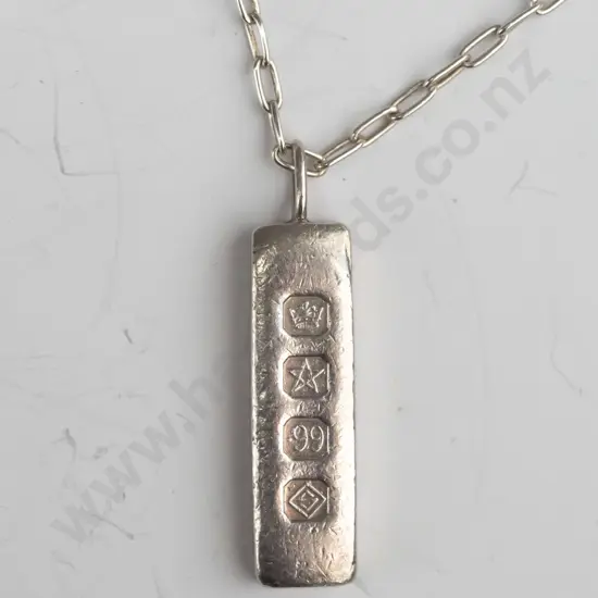 silver ingot chain stamped 925