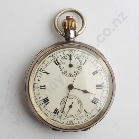 sterling silver cased stopwatch, complicated movement