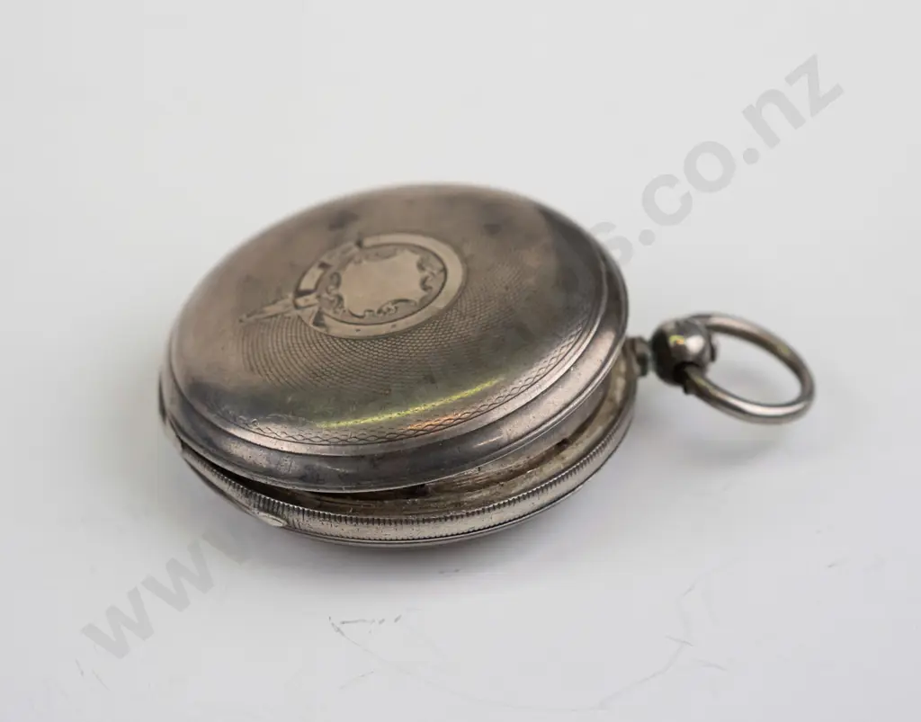 silver pocket watch stamped anchor, shield, E Image 1++