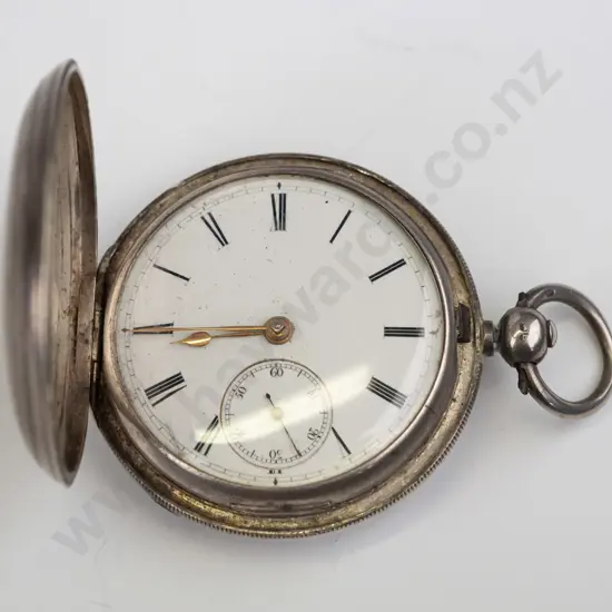 silver pocket watch stamped anchor, shield, E