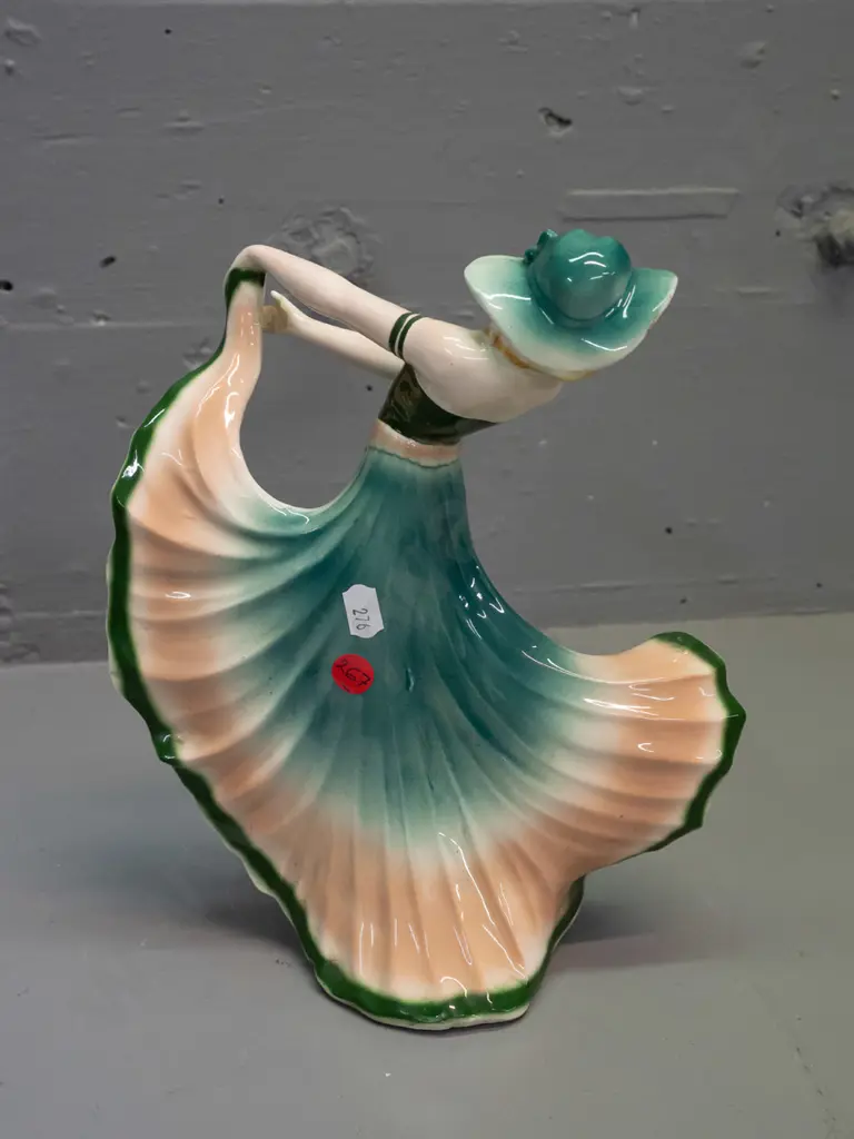 retro dancing woman figure - no maker's marks (reg. number on base 35736?) H-245 W-220 Image 1++