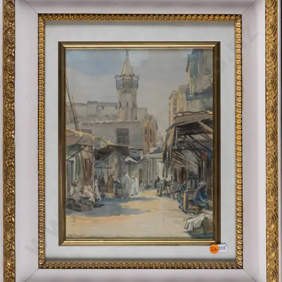 WA Stewart - framed watercolour "Alexandria 1918" H280 W220