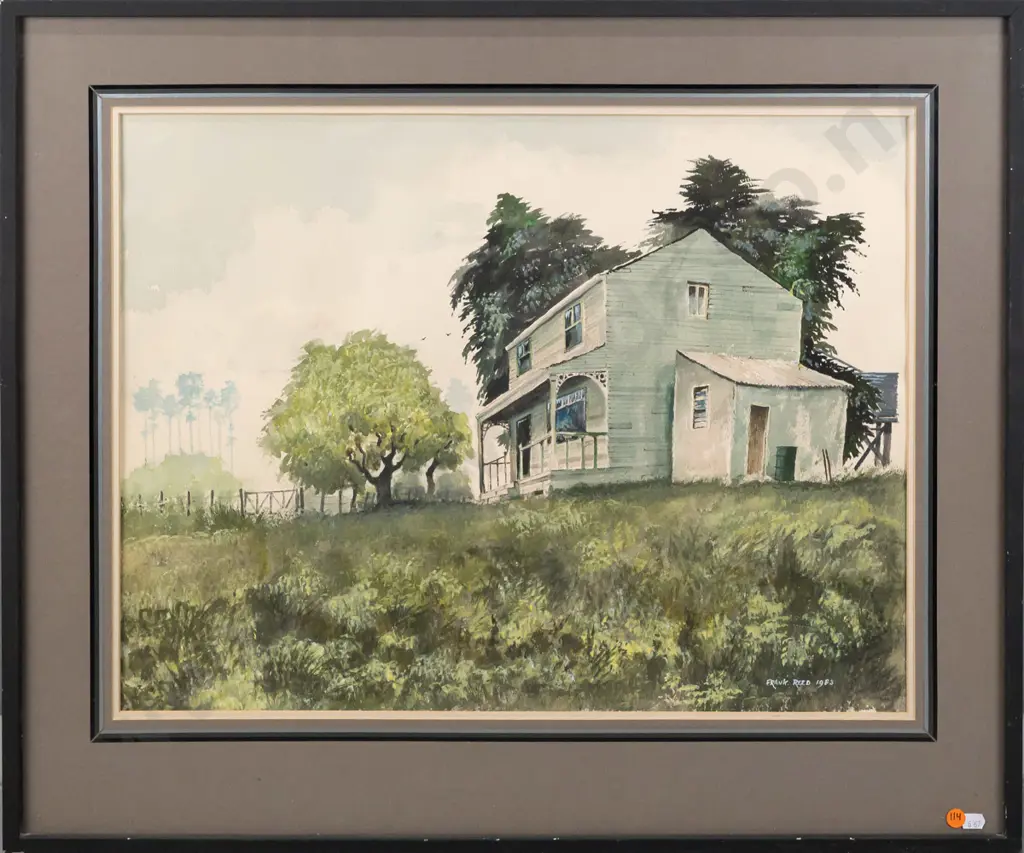 Frank Reed -- framed watercolour/gouache on paper "Otago Gothic" 1983 H-440 W-575 [small losses to frame finish] Image 1++