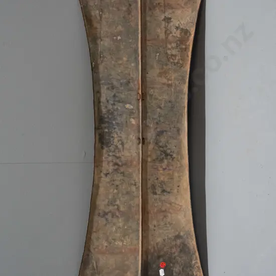 African all-metal shield with hand piece bound with wire - Pokot / Turkana tribe, Kenya - some corrosion and dents H-830
