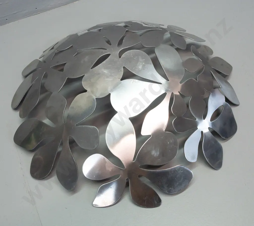 stainless steel fruit bowl designed by Monika Mulder for IKEA w/ faint label - some scratching. H-100 diameter 430 Image 1++