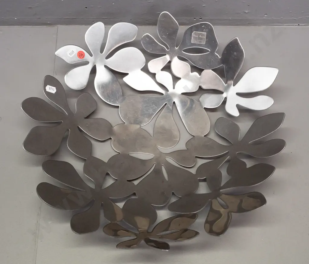 stainless steel fruit bowl designed by Monika Mulder for IKEA w/ faint label - some scratching. H-100 diameter 430 Image 1++