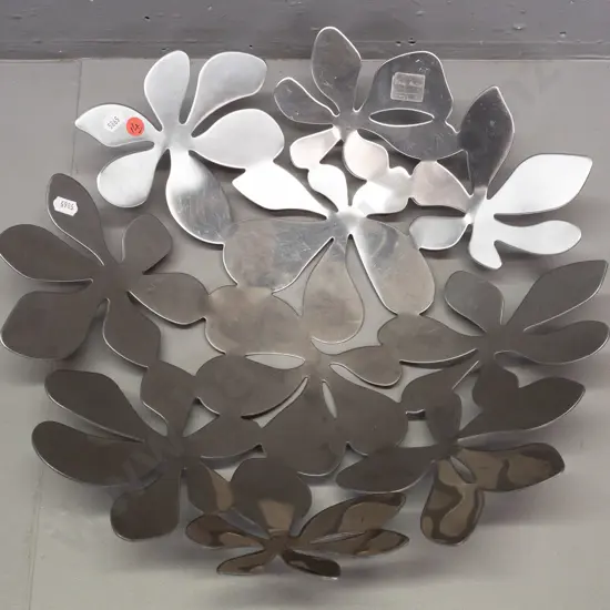 stainless steel fruit bowl designed by Monika Mulder for IKEA w/ faint label - some scratching. H-100 diameter 430