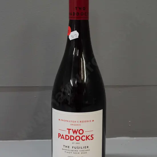 bottle of Two Paddocks 2020 Proprietor's Reserve Bannockburn "The Fusilier" organic Pinot Noir 750ml