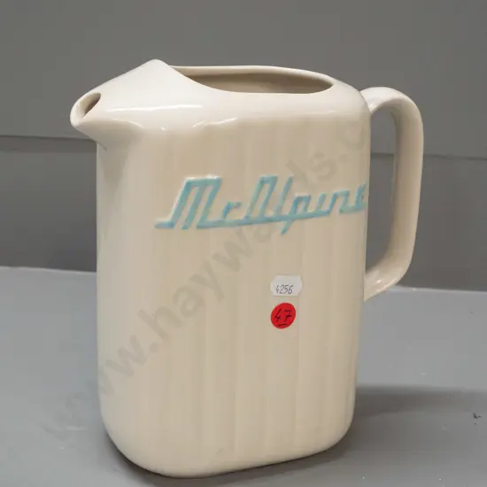 McAlpine refrigerator jug, unsure of age, in good condition H-220 W-200 handle to spout