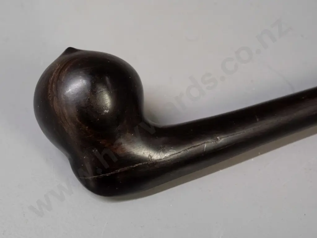 African carved ebony knobkerrie - Runga tribe / East Africa - long crack to top L-520 Image 1++