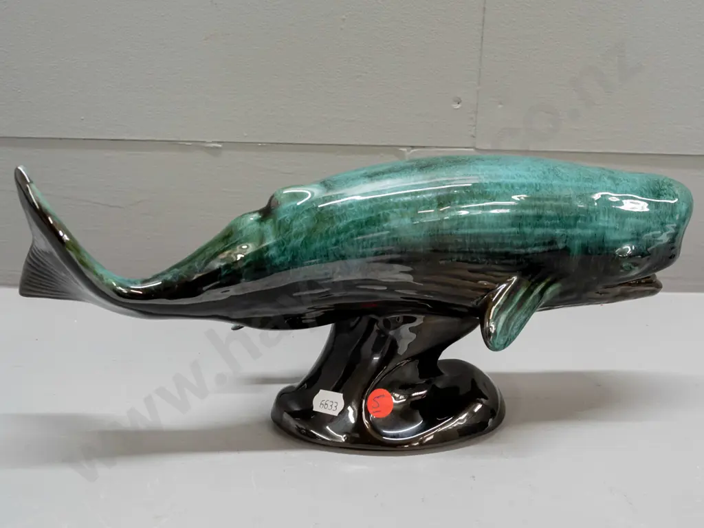 Blue Mountain pottery ltd. edition Romar series figurines with certificate: "The Voyager" sperm whale and calf H-150 Image 1++