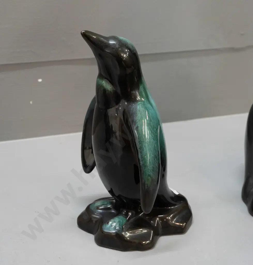 2 Blue Mountain pottery figurines - penguin H-200 and tall sitting dog H-350 Image 1++