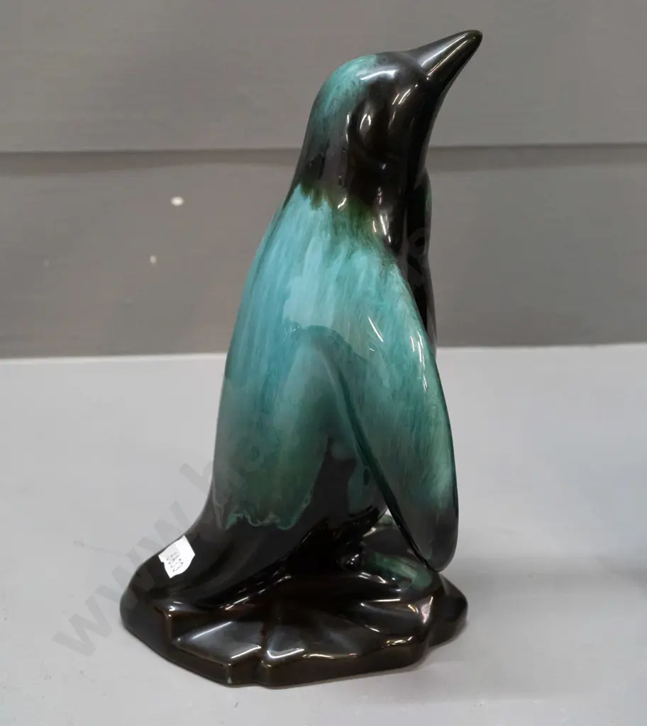 2 Blue Mountain pottery figurines - penguin H-200 and tall sitting dog H-350 Image 1++