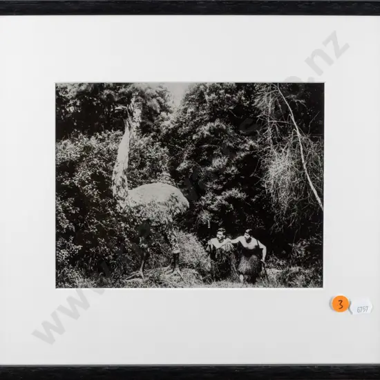 framed reproduction mock moa hunt photograph H170 W220