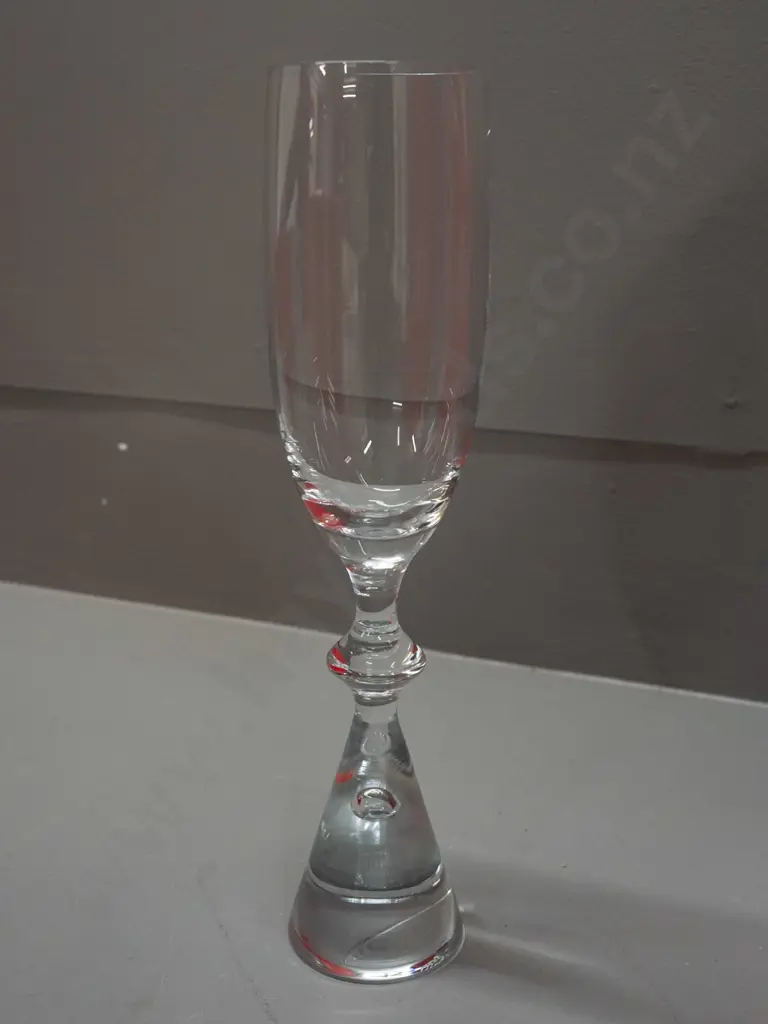 8 Holmegaard Copenhagen "Prince" pattern heavy tapered bubble base champagne glasses H-245 - with original boxes Image 1++