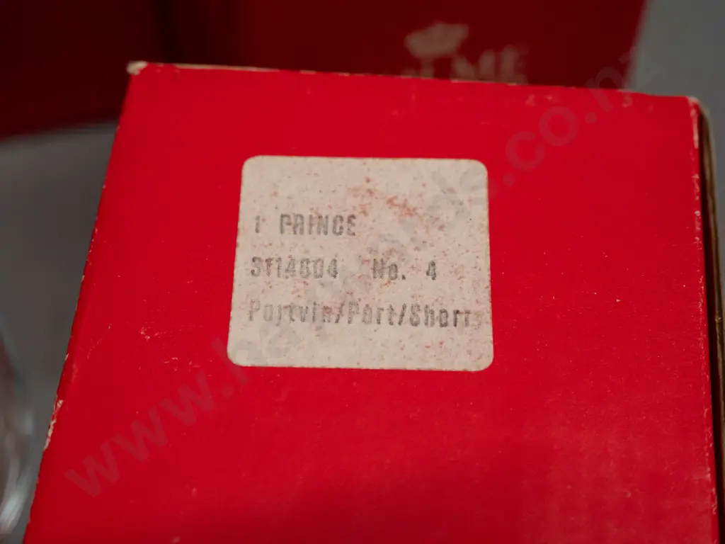 8 Holmegaard Copenhagen "Prince" pattern heavy tapered bubble base port / sherry glasses H-150 - with original boxes Image 1++