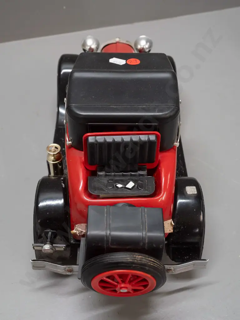 Jim Beam automotive decanter - 1928 Ford fire chief vehicle - has contents, label worn but intact, some discolouration Image 1++
