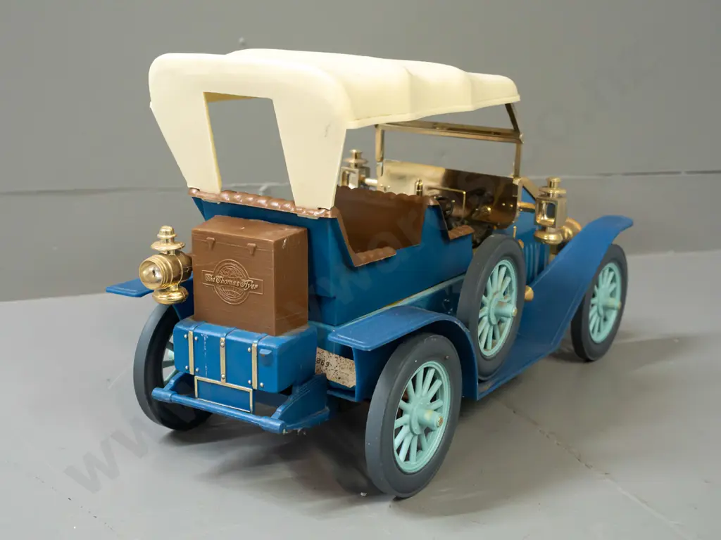 Jim Beam automotive decanter - Thomas Flyer, with contents, seal seems intact - wear to paper label, small crack in Image 1++