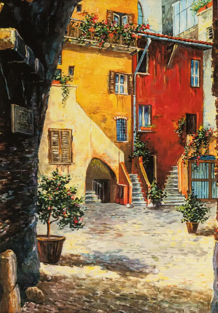 2 framed prints - Italian street scenes. H-180 W-125 Image 1++