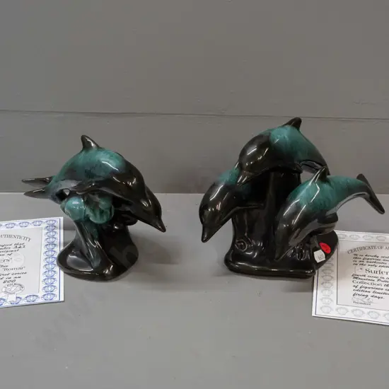 Blue Mountain pottery ltd. edition Romar series figurines with certificate: "The Surfers" and "Surfers III"