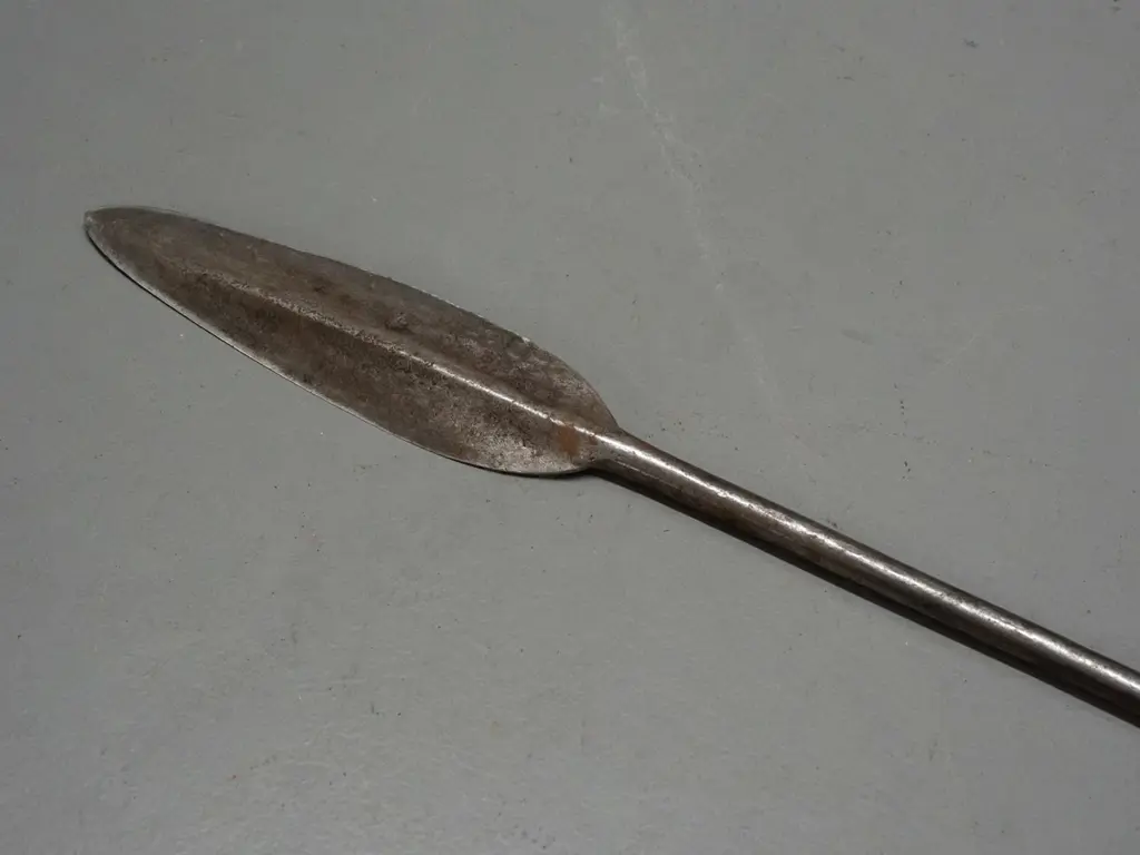 3-piece spear with metal end pieces on wooden shaft - Samburu tribe, Kenya. Some corrosion, splitting to handle L-1820 Image 1++