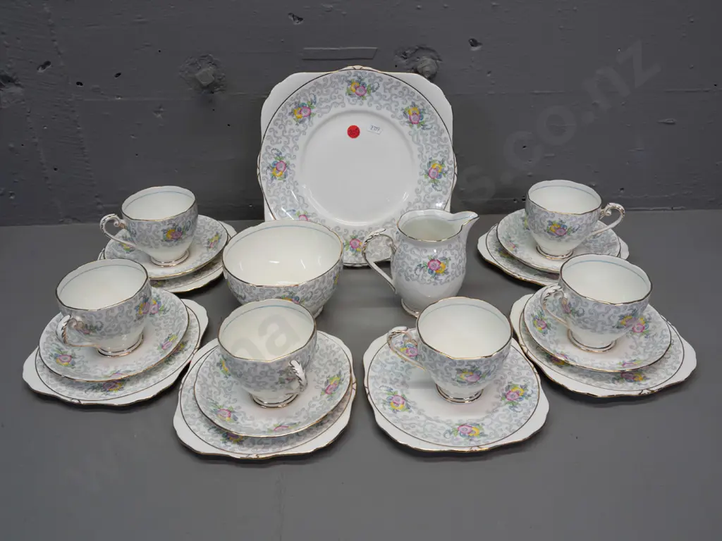 Grafton "Goodwick" 21-piece tea set missing one saucer - cake plate is W-220 Image 1++