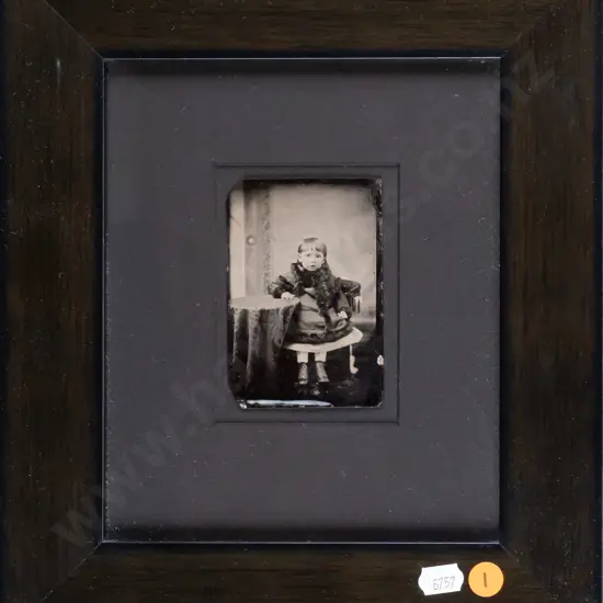 framed vintage photograph - toddler portrait H95 W60