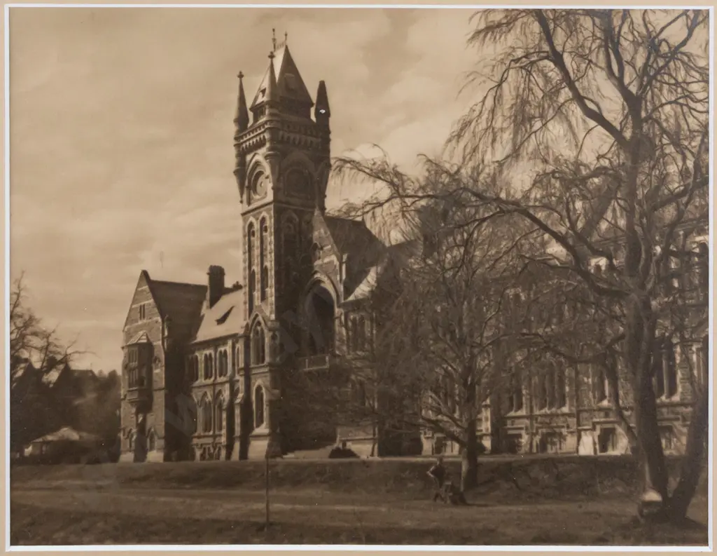 George Chance -- framed photograph, Otago University clock tower, H-190 W-240 Image 1++