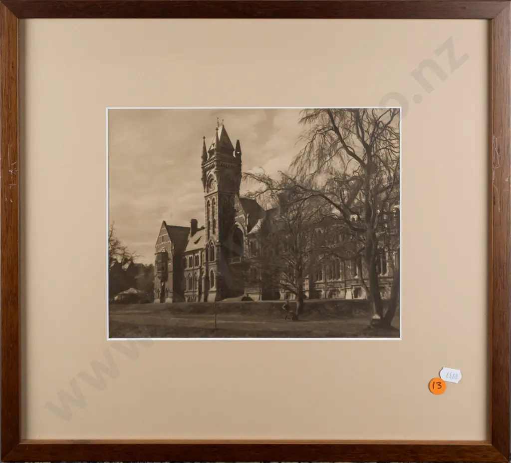 George Chance -- framed photograph, Otago University clock tower, H-190 W-240 Image 1++