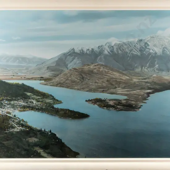 White's Aviation -- framed hand-coloured photograph "Queenstown" H-495 W-740