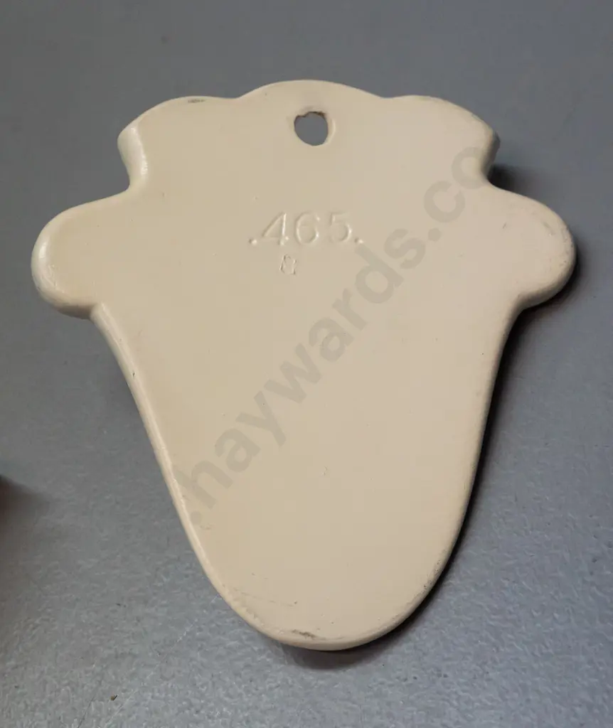 2 vintage wall pocket vases - Crown Lynn marked ".465." and deco style frosted pink glass - Crown Lynn has wear to gilt Image 1++