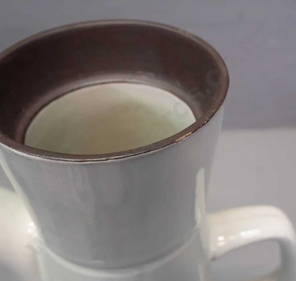 retro Denby coffee set with coffee pot H-320, 6 cups / mugs, cream & sugar - some glaze fretting on rim of coffee pot Image 1++