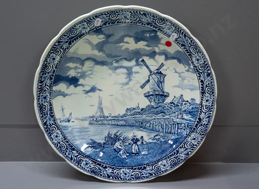 Boch Delft windmill scene wall charger with shaped rim D-400 Image 1++