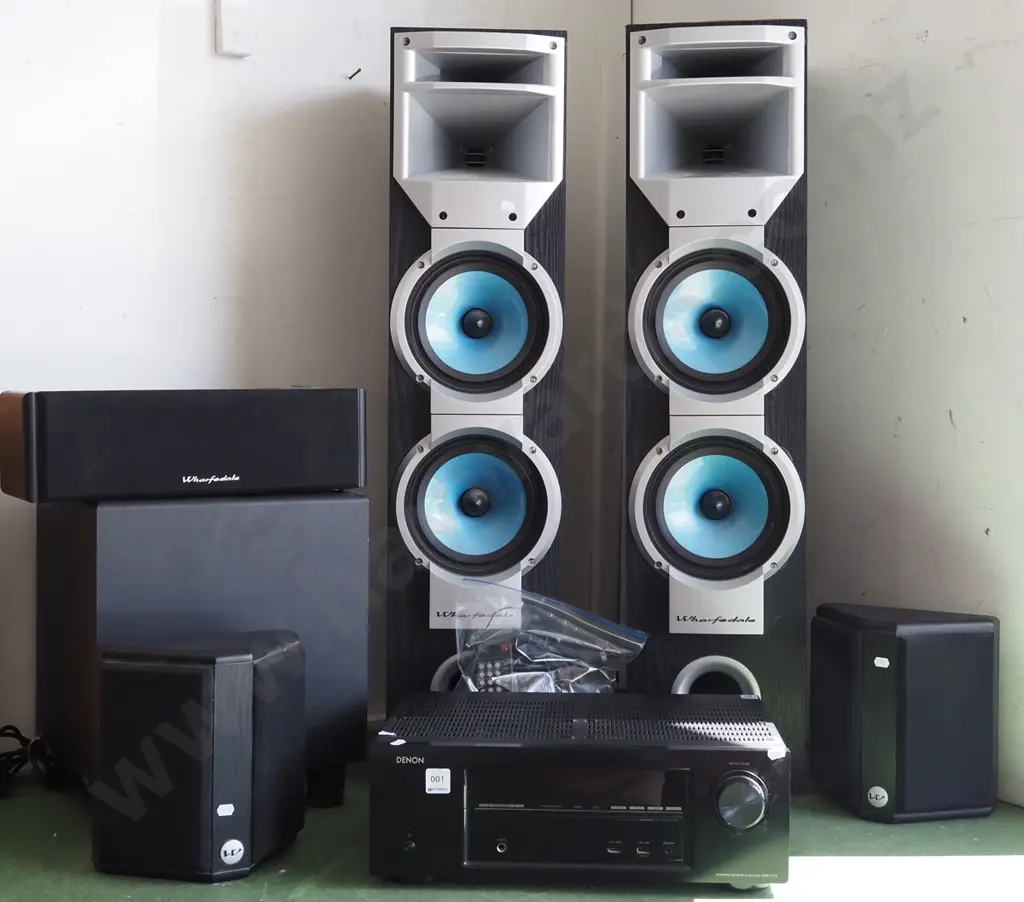 Denon integrated network AV receiver AVR/1713, set of Wharfedale surround sound speakers Image 1++