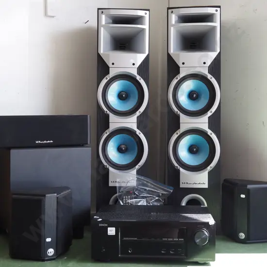 Denon integrated network AV receiver AVR/1713, set of Wharfedale surround sound speakers