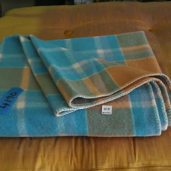 blue checked woollen blanket