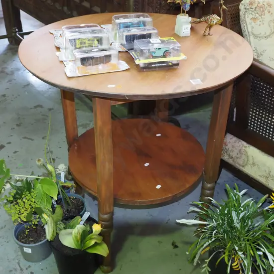 2 tier circular solid wood lamp table H720 Diam680