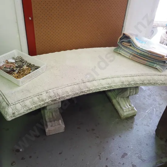 cast concrete curved garden bench seat H460 W1450 D520