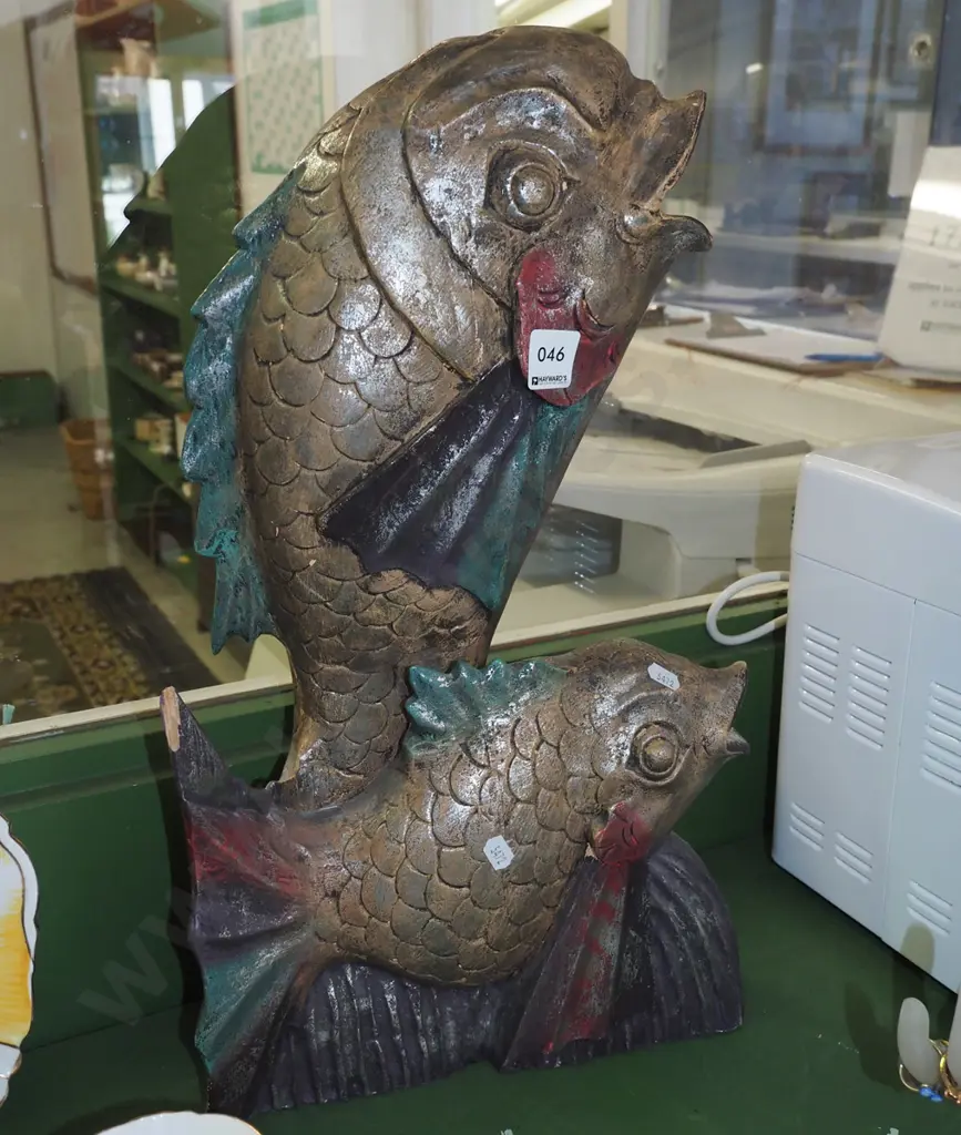 carved wooden fish figurines -slight damage H500 Image 1++