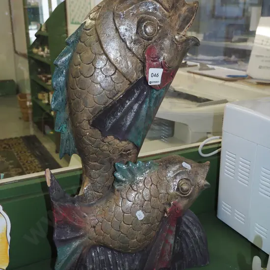 carved wooden fish figurines -slight damage H500