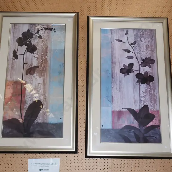 2x large framed prints - 1 has crack to glass Each overall H1430 - black dots