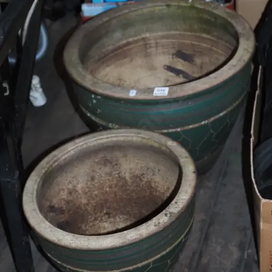 2x glazed planters Tallest H310