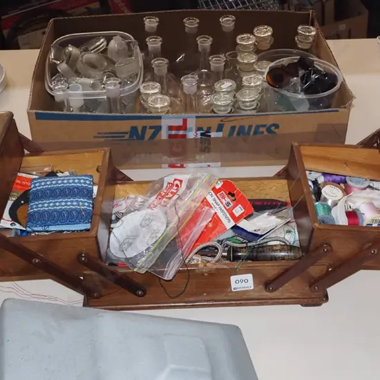 small sewing concertina and contents