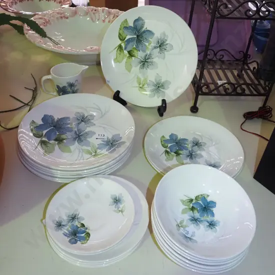 Crown Lynn Sapphire plates, bowls, creamer