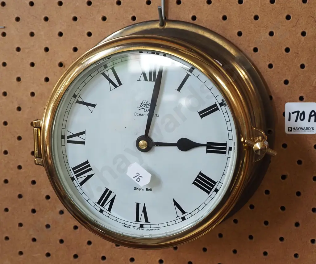 Schatz German nautical style brass based wall clock Image 1++