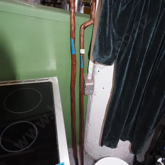 2x wooden walking sticks