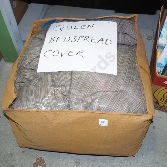brown striped queen bedspread cover