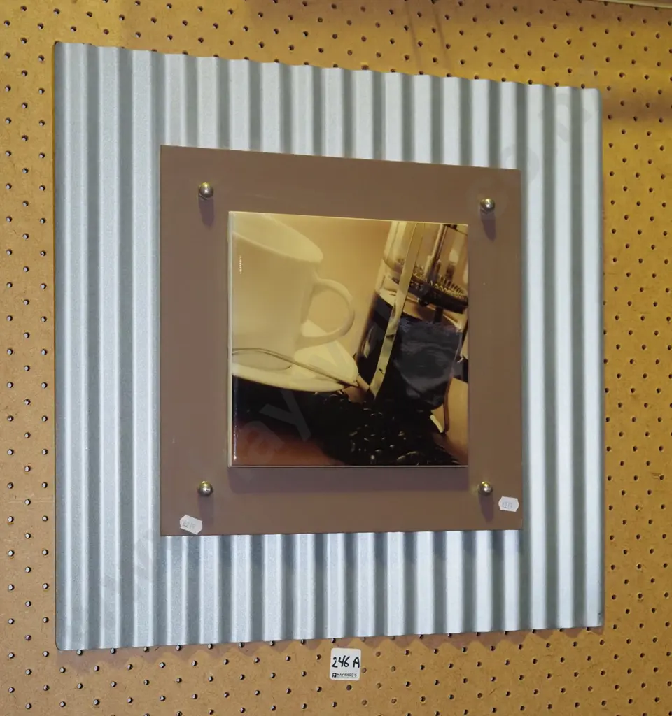 coffee themed poster print on tile, wood and metal backing Image 1++